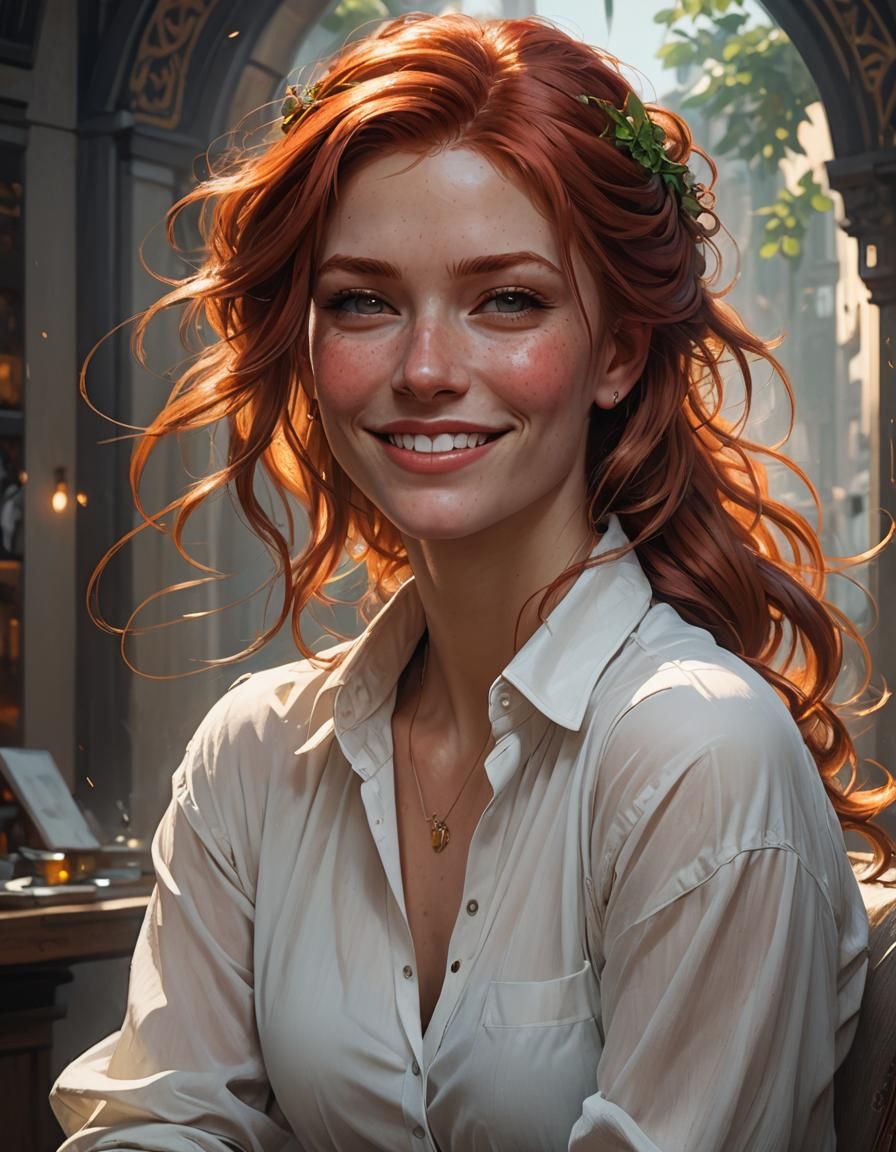 Mischievous Redhead Portrait with Dynamic Lighting