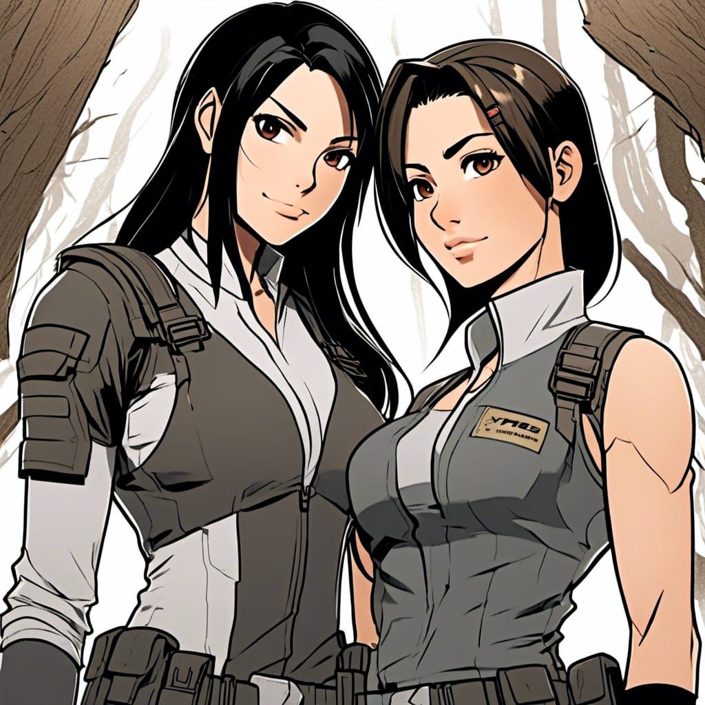 Anime Fanart of Two Women Kissing