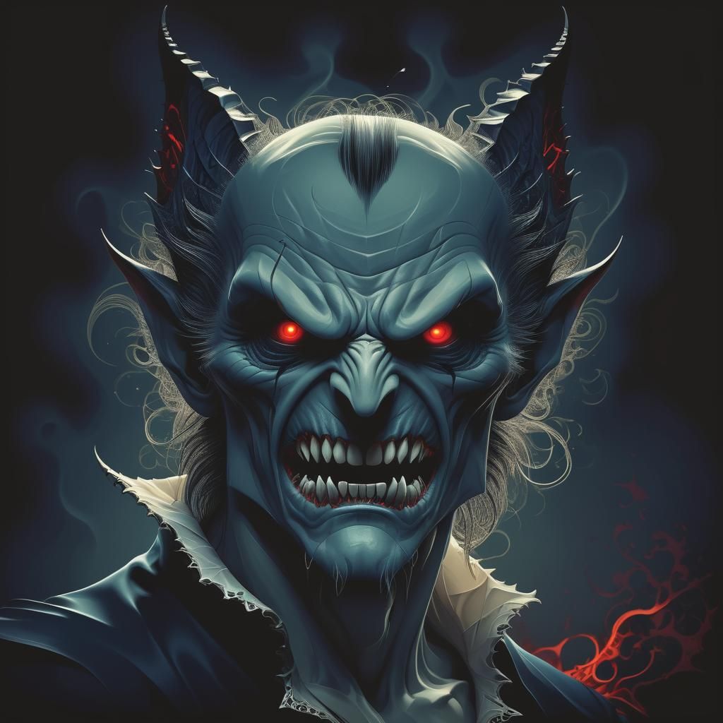 Fearsome Vampire with Abstract Fractal Design