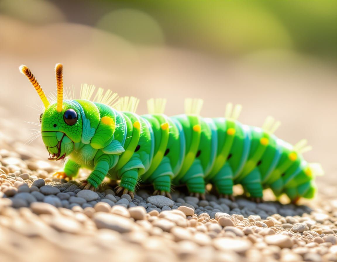Excited Caterpillar Illustration