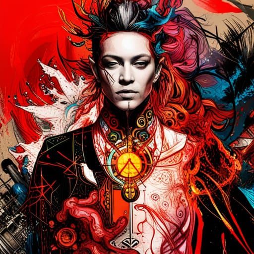 Flaming Energy Entity Materializing in 3D Plane