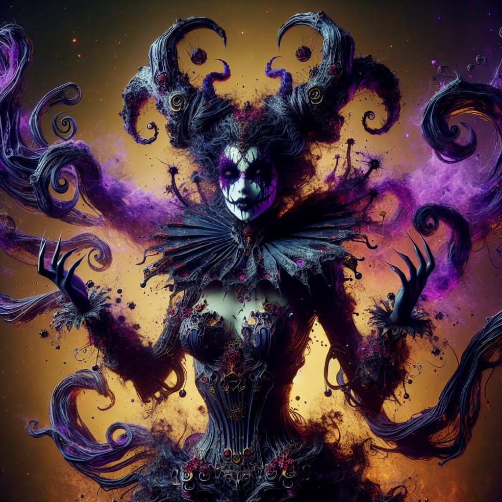 Dark Fantasy Jester Concept Art in Art Nouveau Style