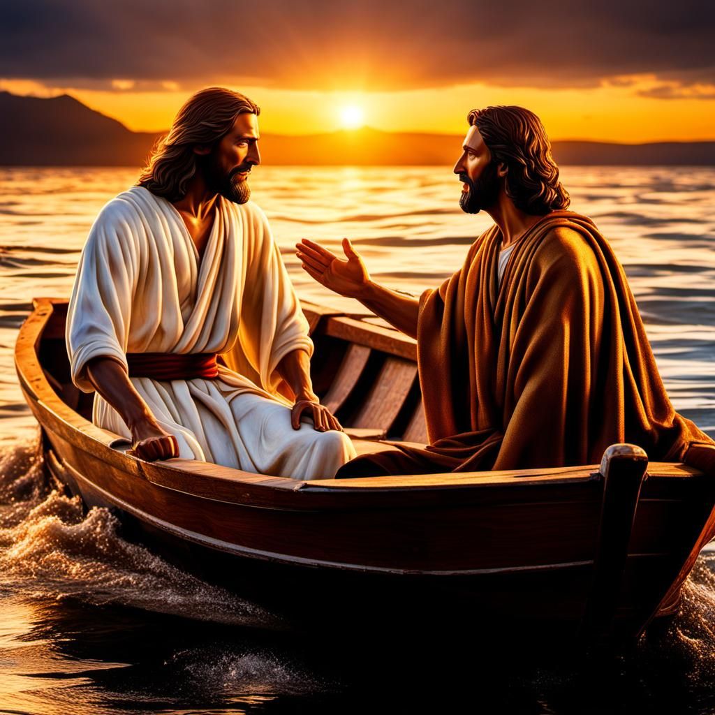 Jesus Reaches Out to Peter in Photorealistic Detail