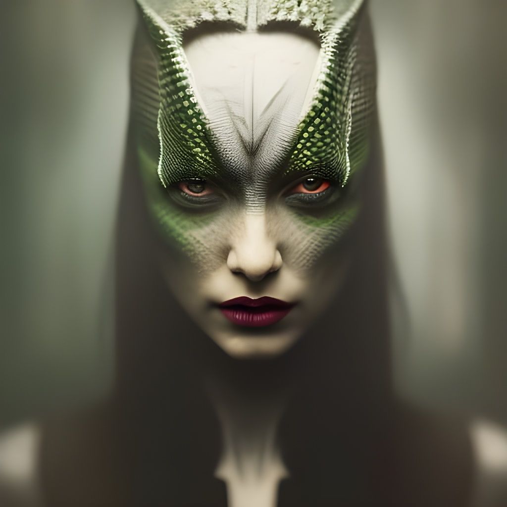 Lizard Woman Portrait with Dramatic Lighting