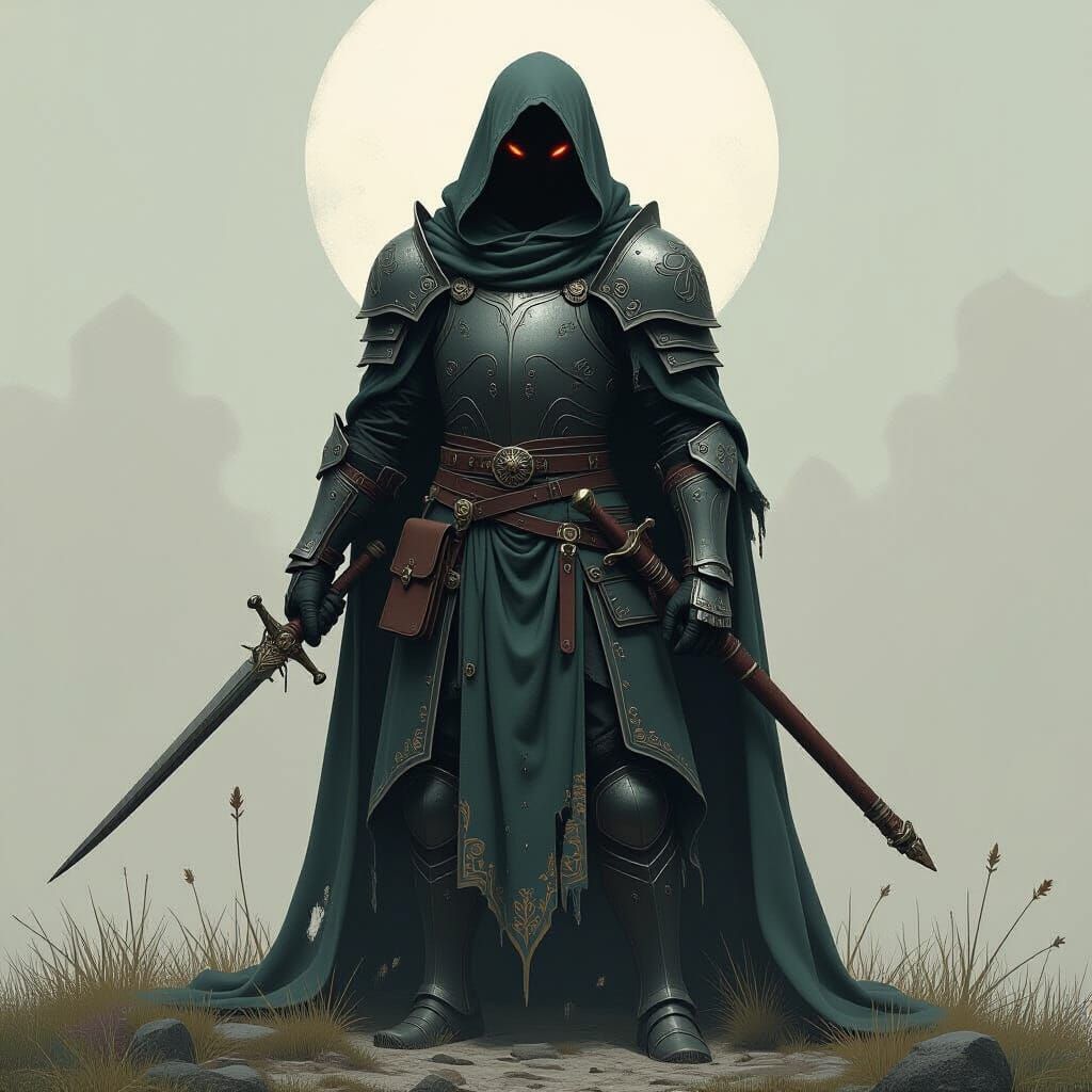 Brooding Armored Figure Hides Monstrous Form