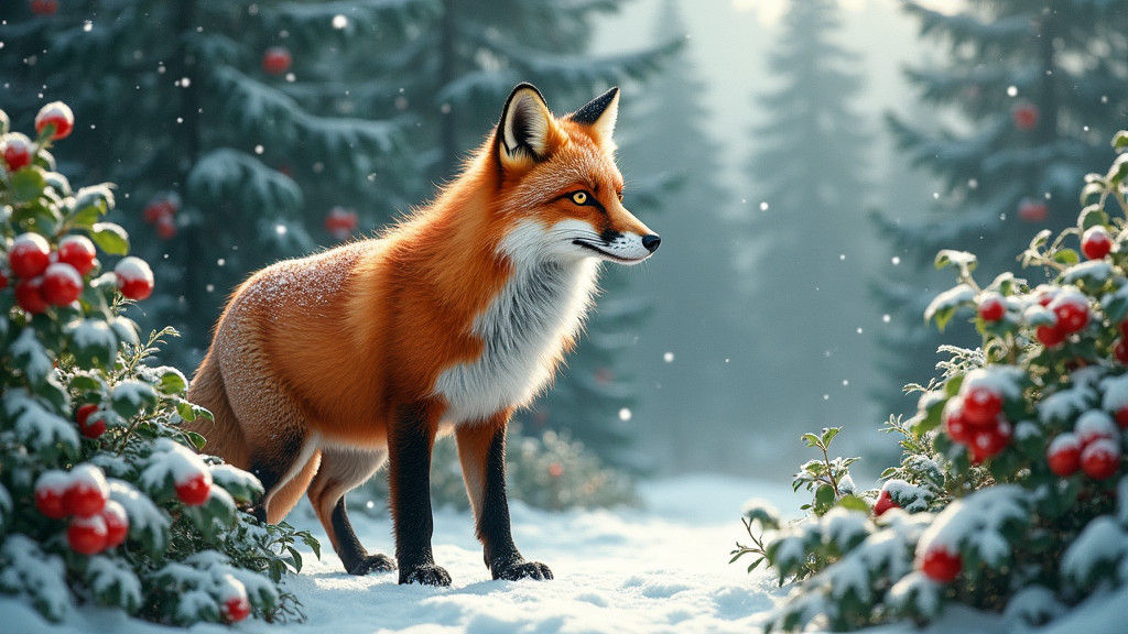 Red Fox in Winter Wonderland Landscape