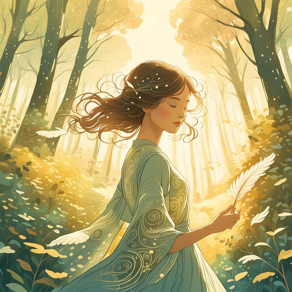 Sun-Drenched Forest Clearing with Swirling Patterns