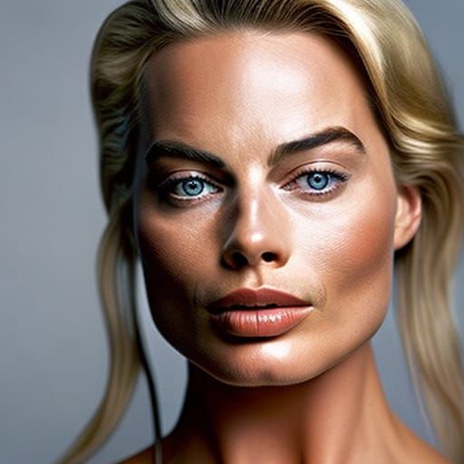 Actress with Mustache: Hyperrealistic Studio Portrait