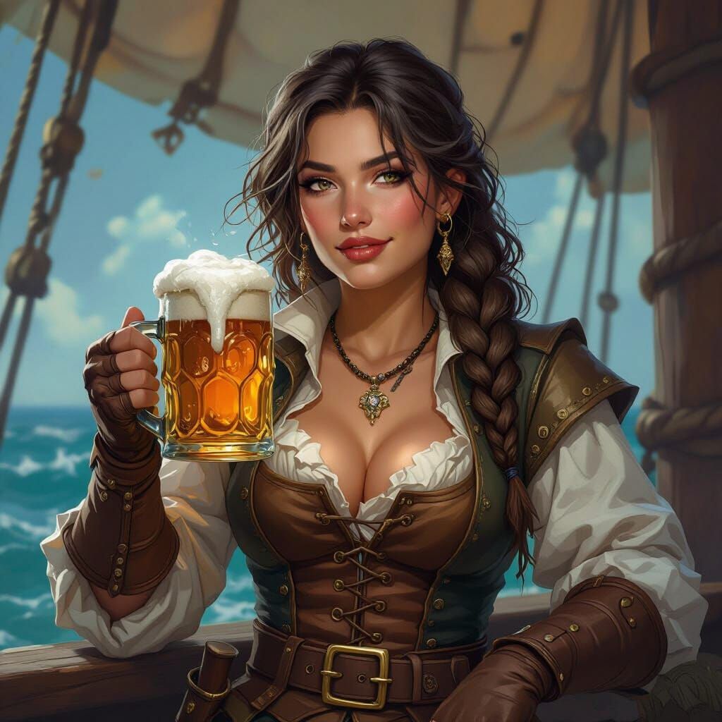 Boisterous Hafling Captain Drains Beer in Epic Concept Art