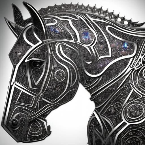 Armored Horse Warrior Portrait in Pencil Sketch Style