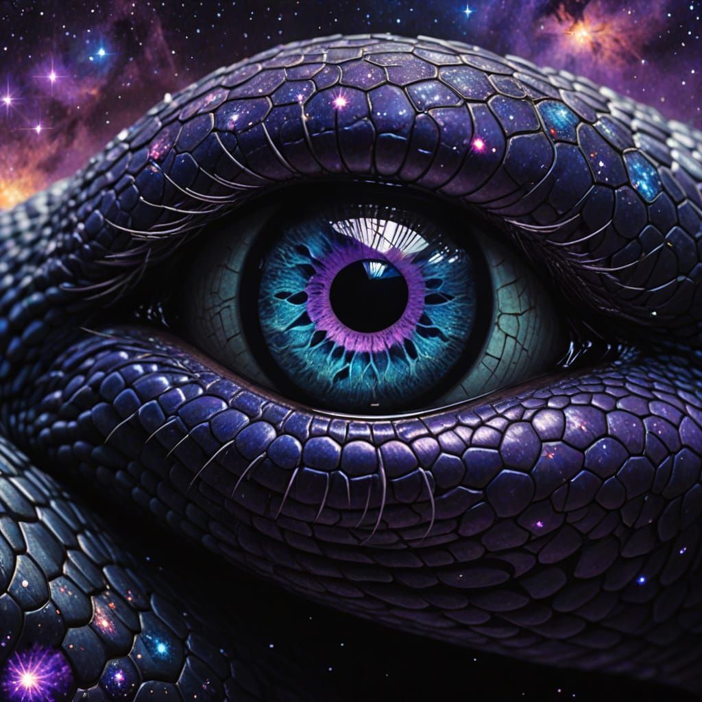 King Cobra's Galactic Eye: Cosmic Horror Fantasy Art