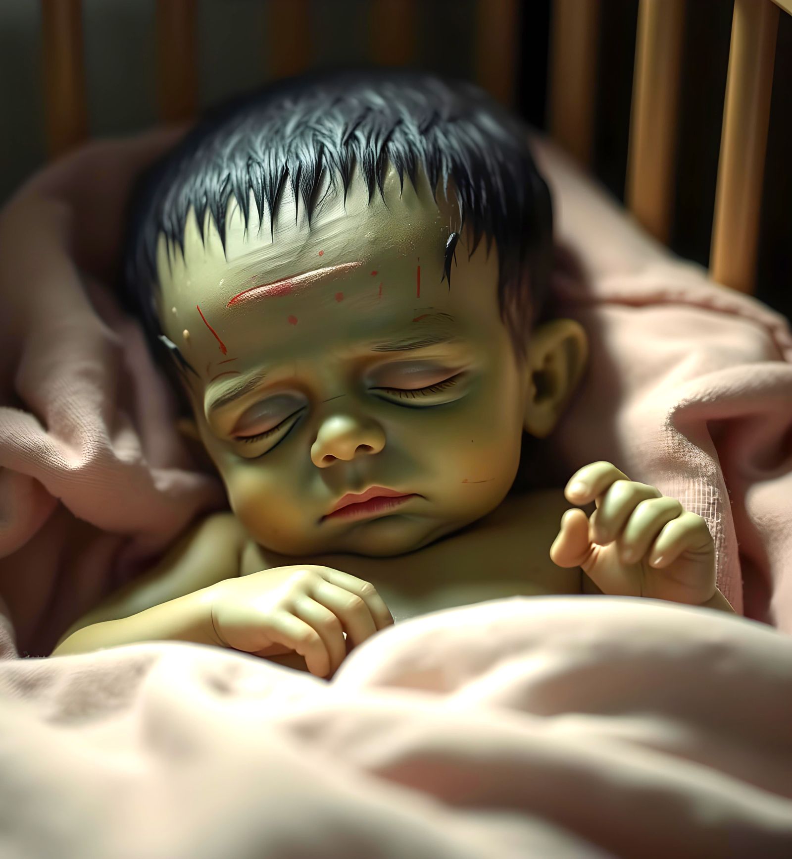 Photo Realistic Baby Frankenstein Sleeping