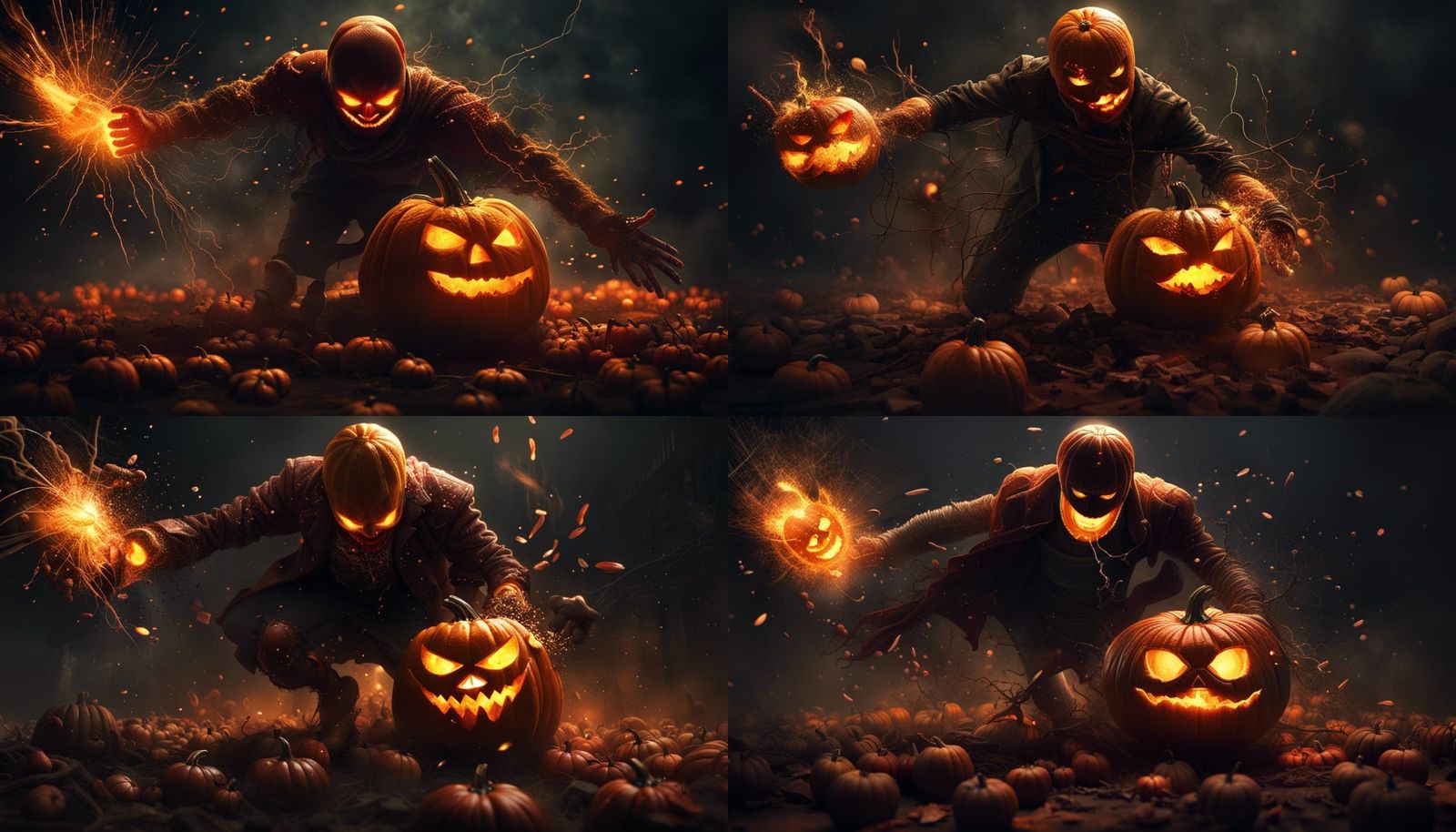Exploding Pumpkin Man: Dark Fantasy Art