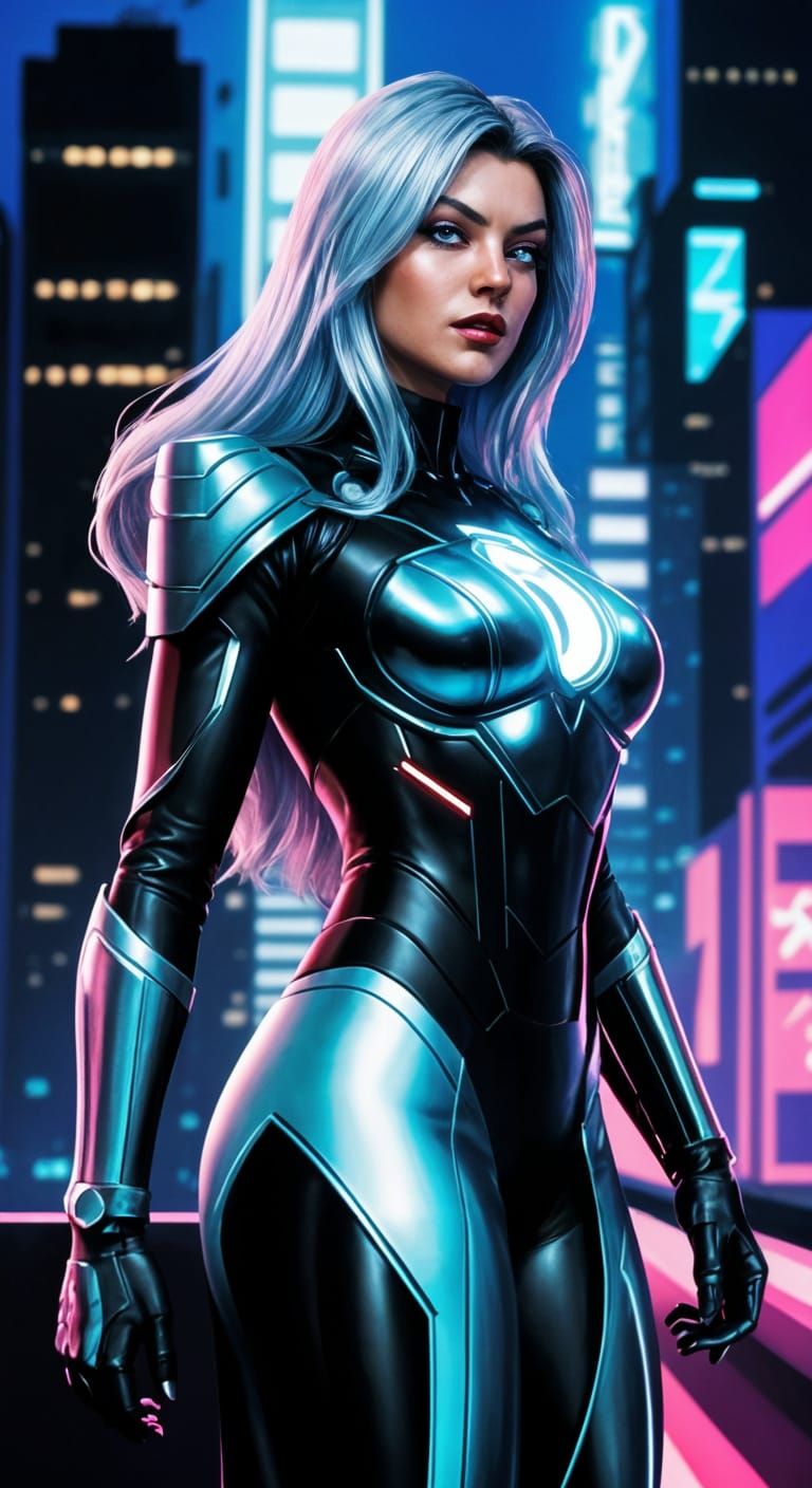 Glistening Chrome Goddess in Silver Armor