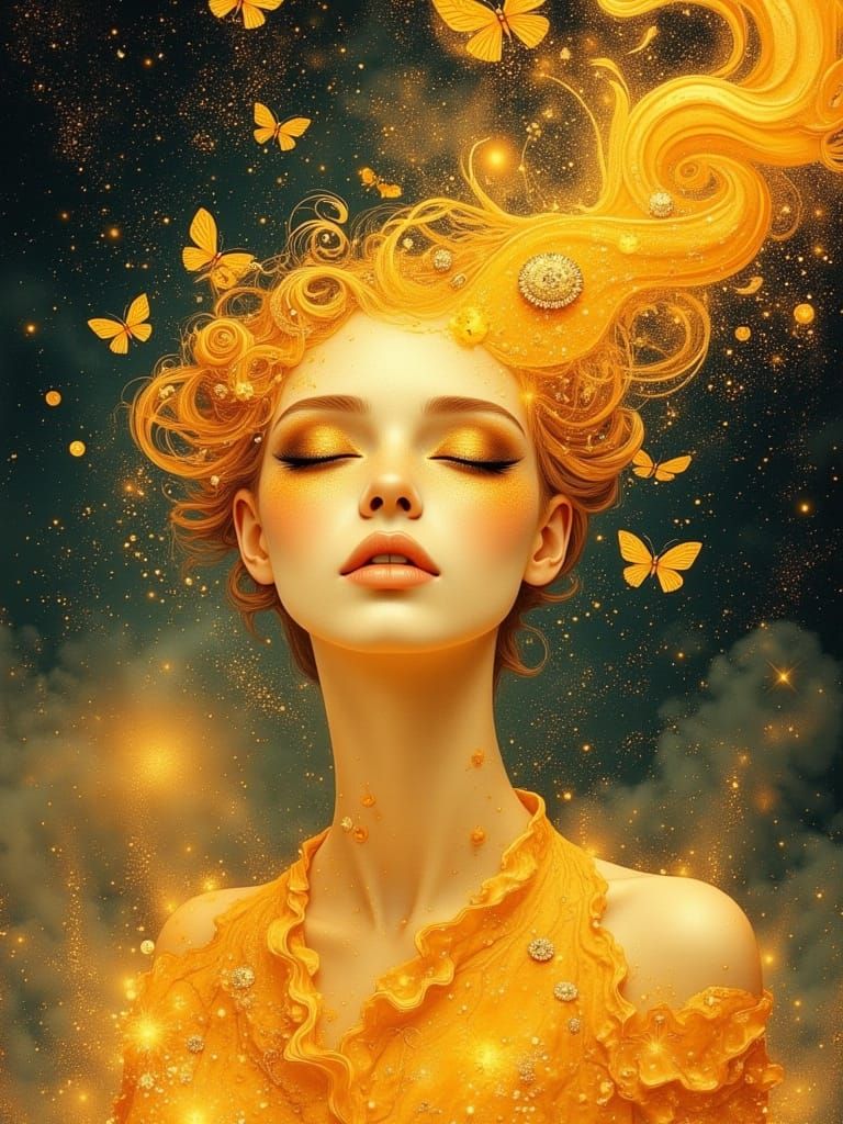 Ethereal Goddess in Whimsical Nouveau Style