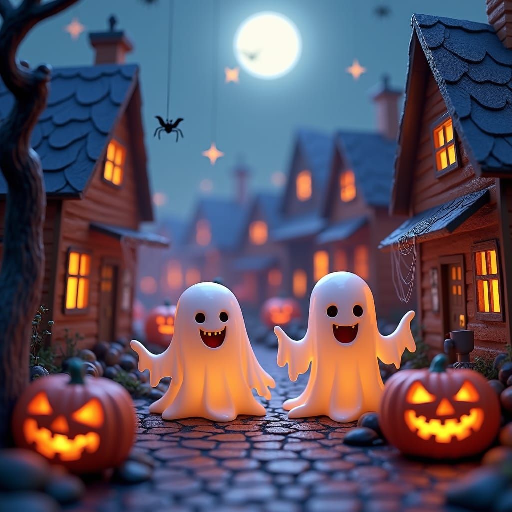 Whimsical Halloween Town in 3D Digital Art