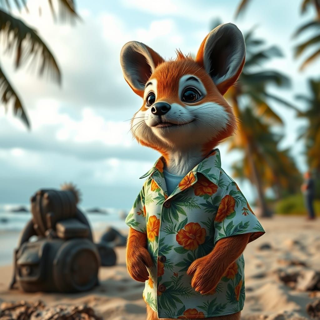 Hyperrealistic Animal on Hawaiian Beach