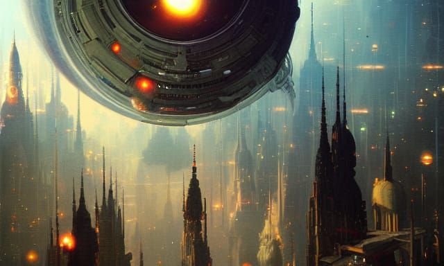 Cosmic City in Space: Cinematic Painting
