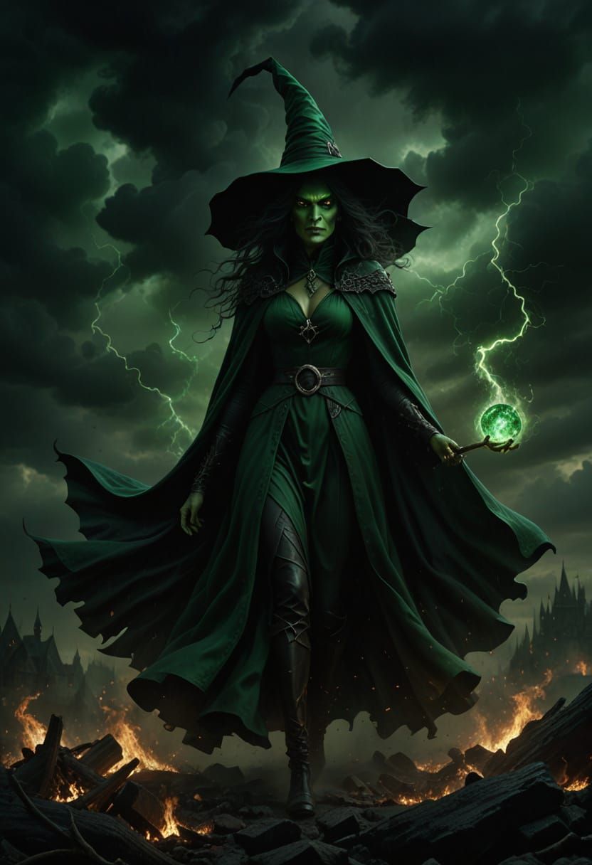Wicked Witch of the West Emerges from Emerald Fire