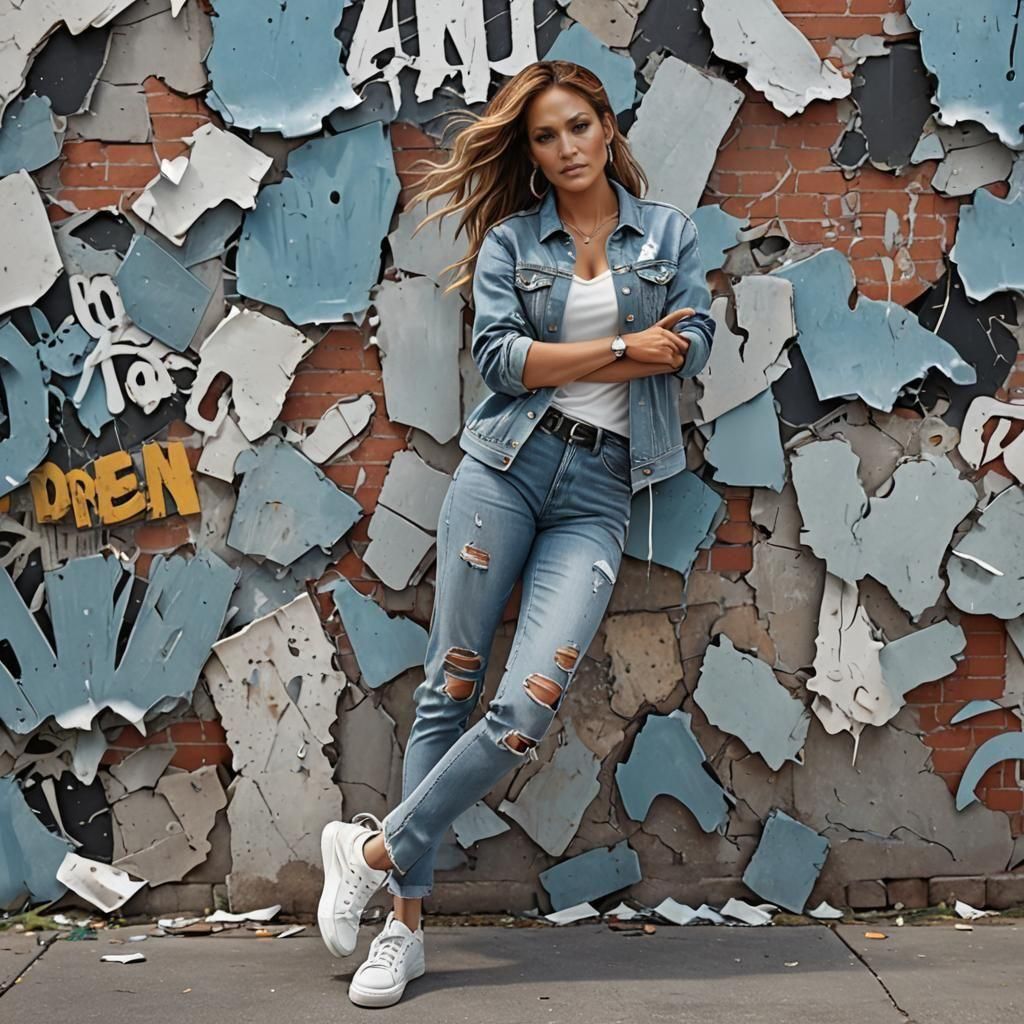 Jennifer Lopez in Jeans: Detailed Digital Art