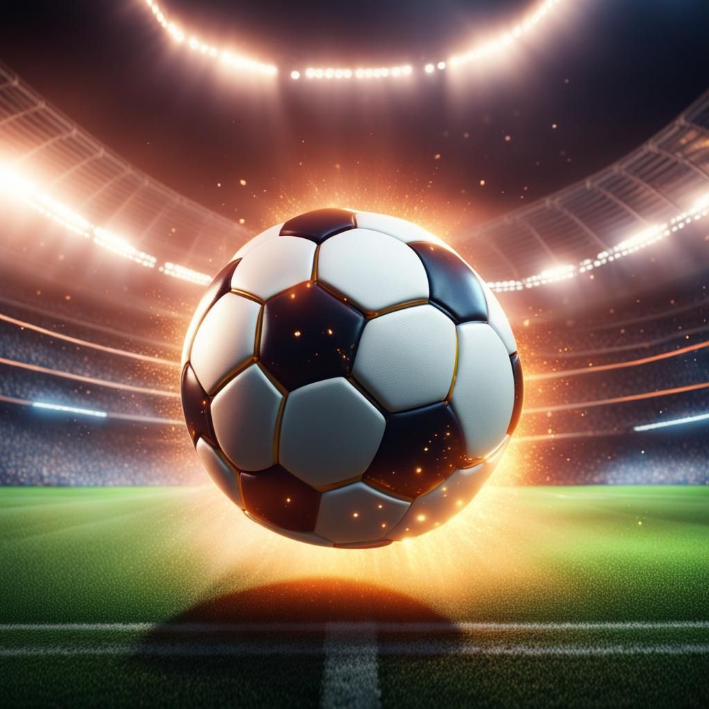 Soccer Ball Soaring in Stadium: Fantasy Concept Art