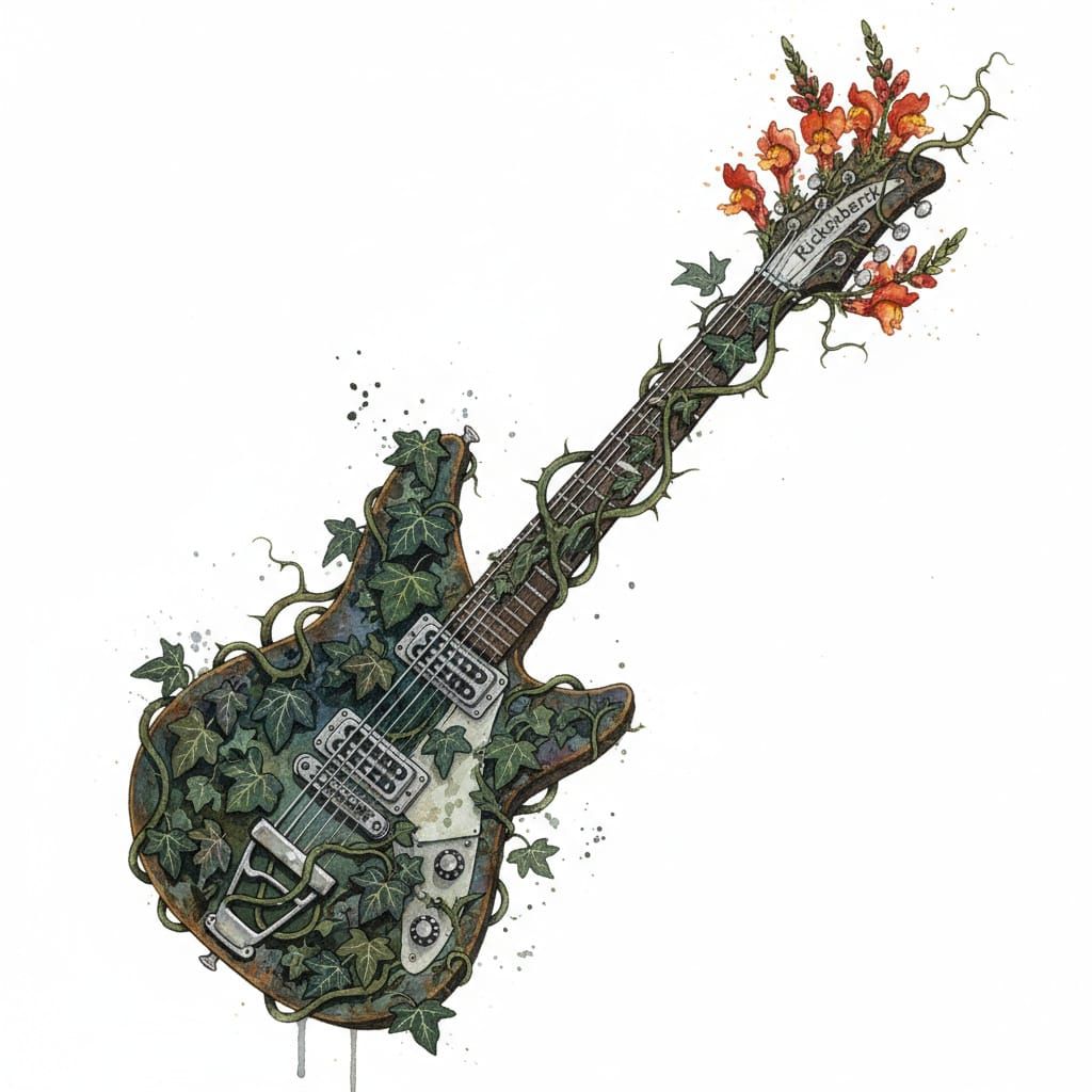 John Blanche Watercolor Rickenbacker Hamburg Guitar