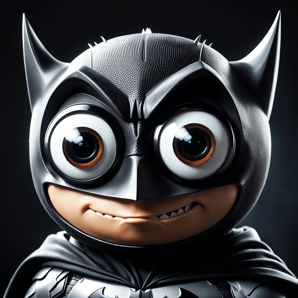 Hyperrealistic Batman Portrait with Googly Eyes