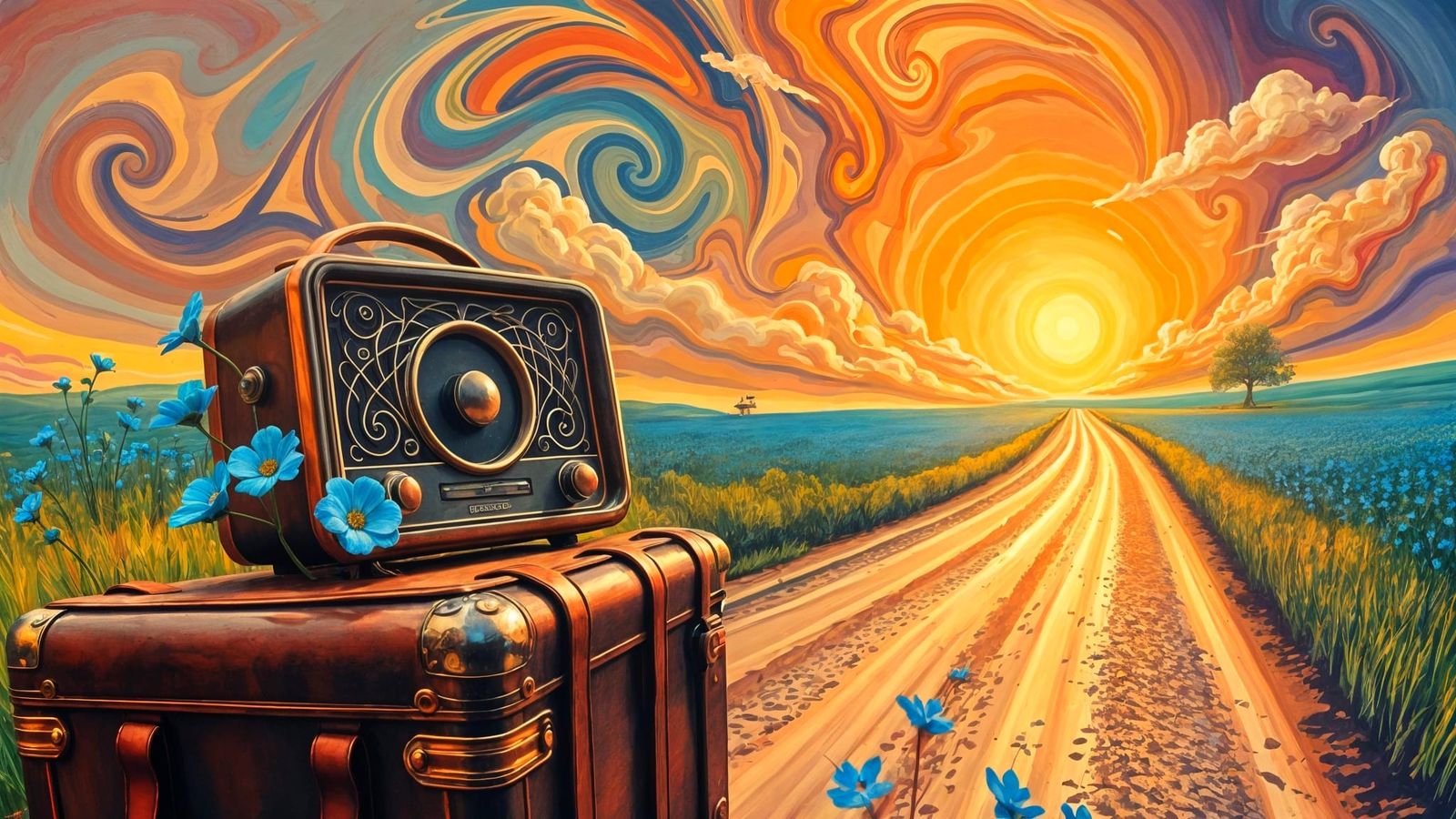 Country Roads Landscape in Vibrant Abstract Art