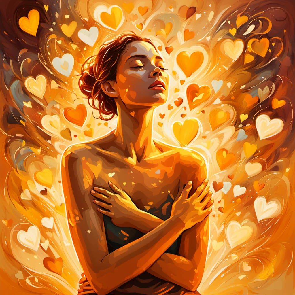 Radiant Figure Emanating Love and Light in Abstract Expressi...