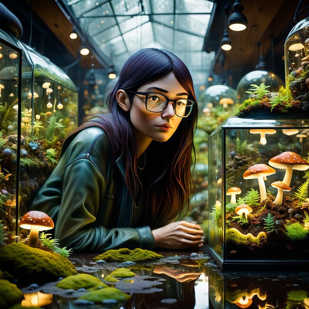 Mystical Terrarium Art by Rutkowski, Artgerm, and Mucha