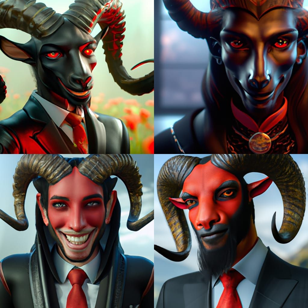 Smiling Baphomet Portrait in Photorealistic Style