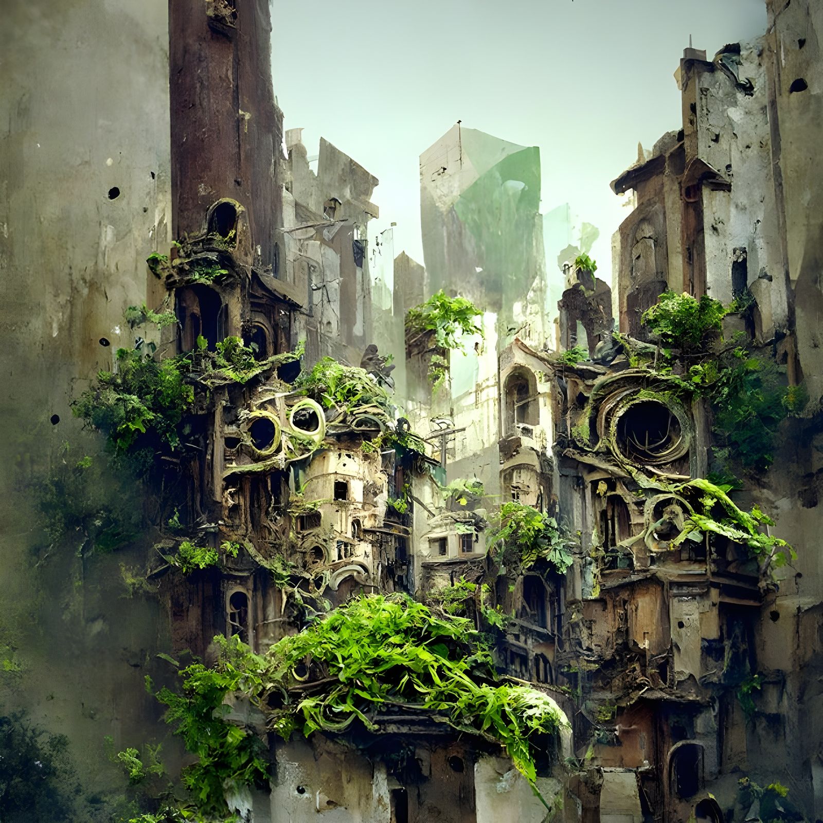 Overgrown City Rendered in Unreal Engine