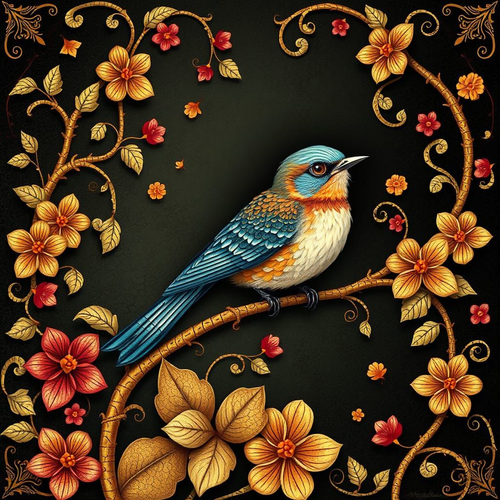 Whimsical Bird in Enchanted Fairytale Land