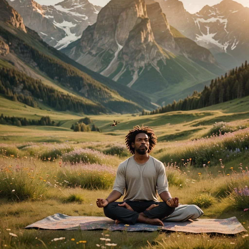 Serene Yoga in Nature: Golden Hour Cinematic Portrait