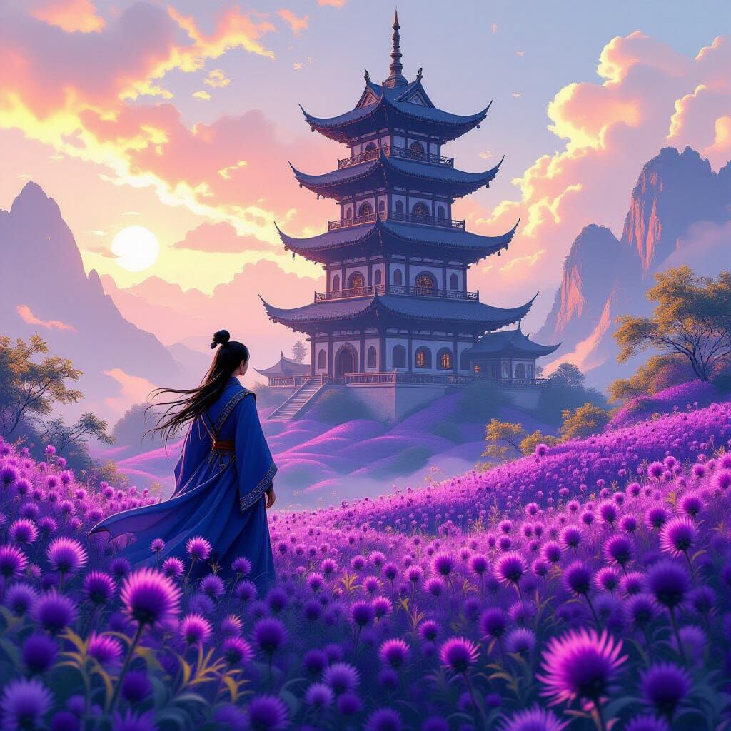 Chinese Wizard Towerhouse Surrounded by Thistles
