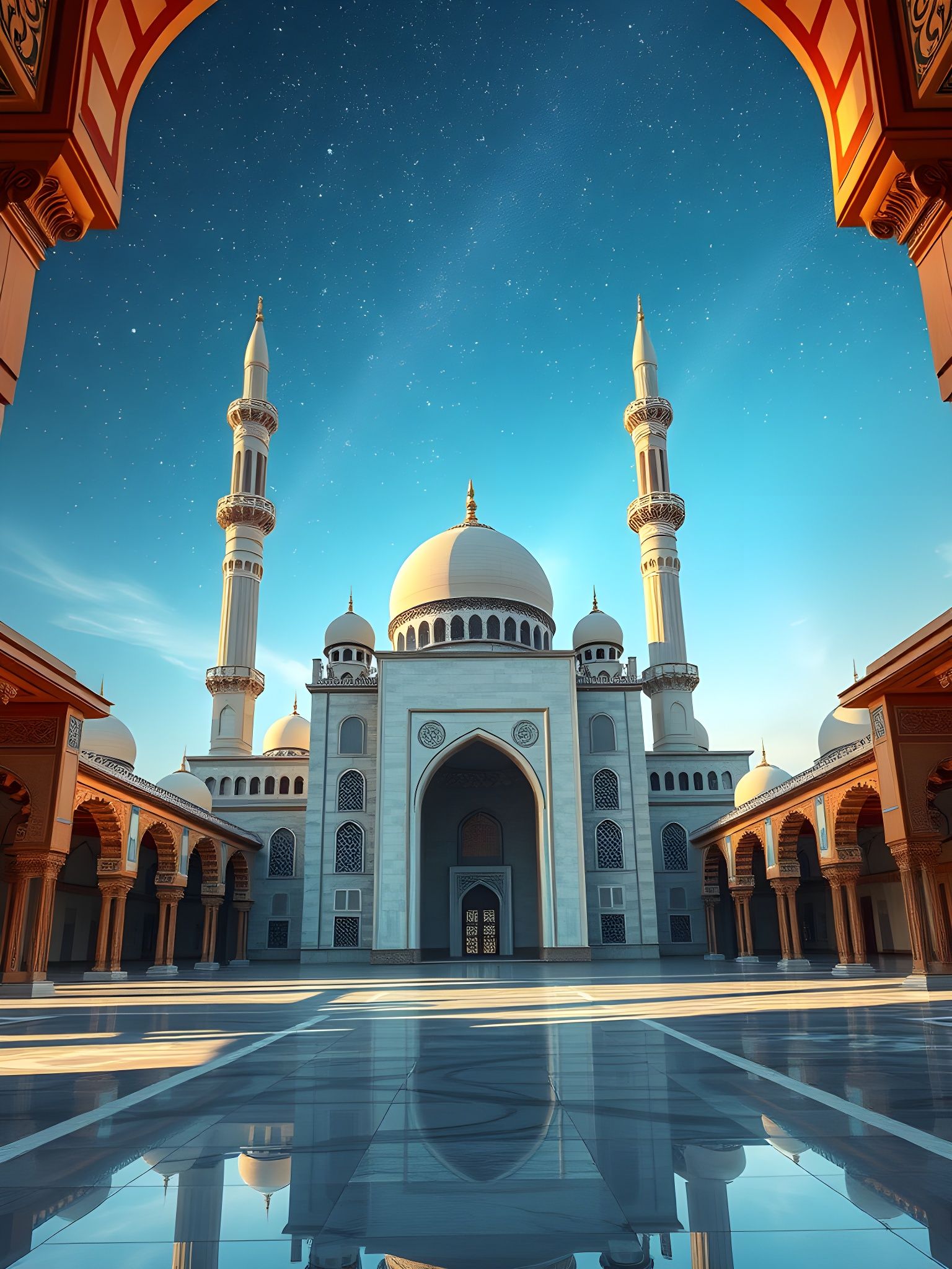 Majestic Mosque in Celestial Landscape