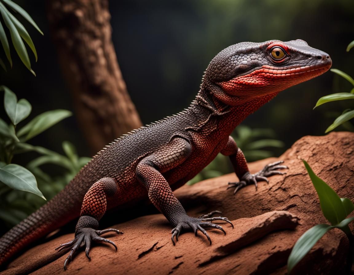 Red Ackie Monitor Lizard in Native Habitat