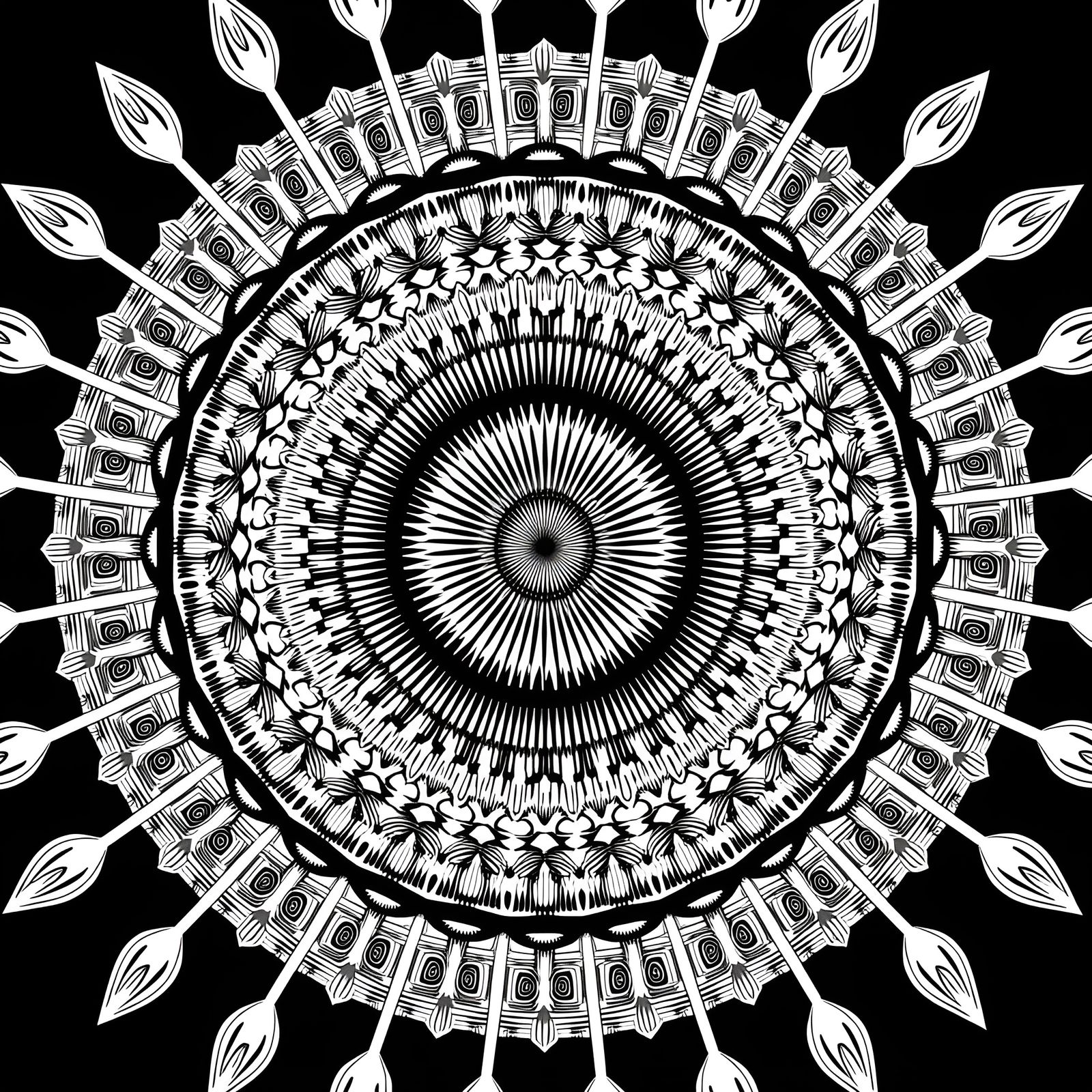 Perfectly Centered Artistic Masterwork in Black-and-White Pa...