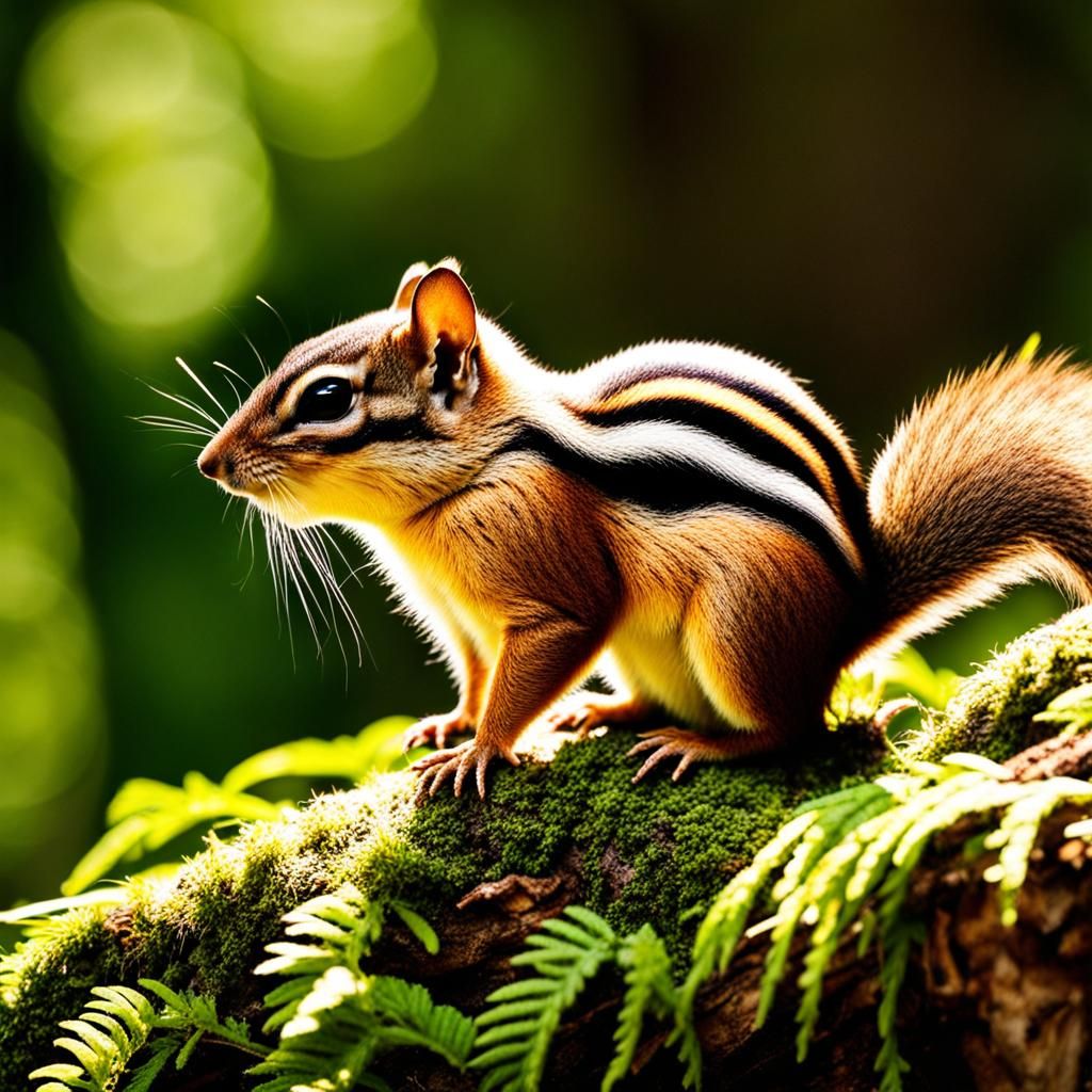 Colorful Chipmunk in Sunny Forest