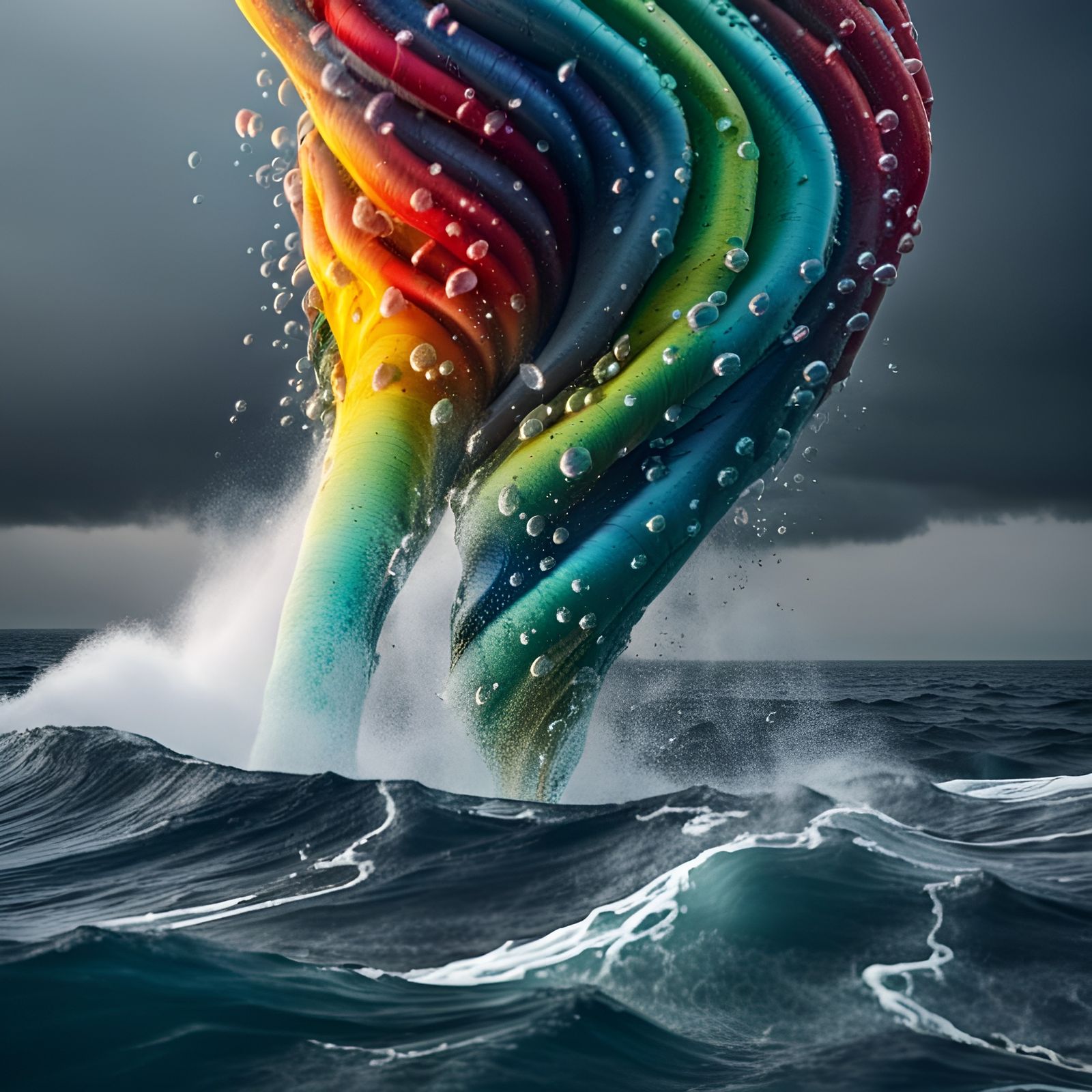 Colorful Ocean Tornado in Hyperrealistic Style