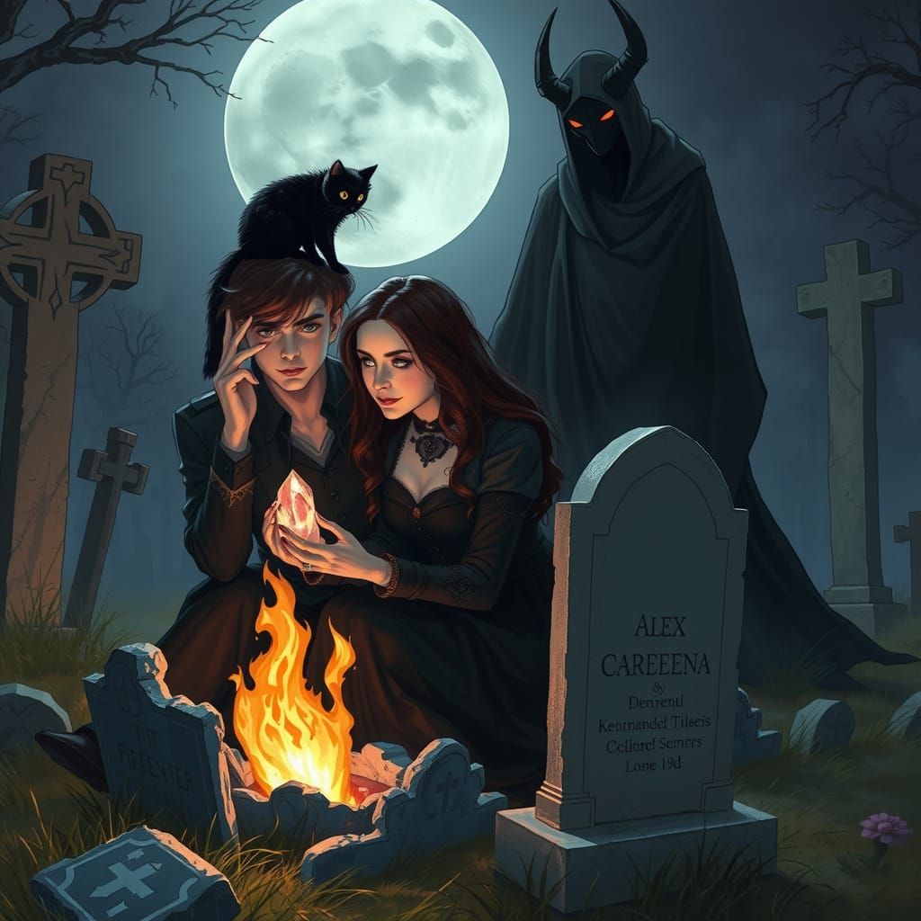 Moonlit Cemetery Encounter: A Whispers of Love and Mystery