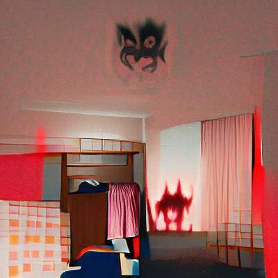 Demonic Figure Lurking in Dark Room