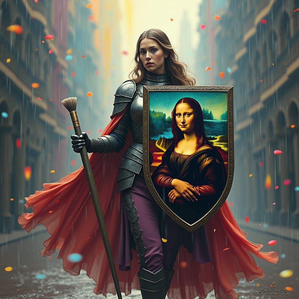 Regal Knight Defies Art Thieves in Whimsical Storm