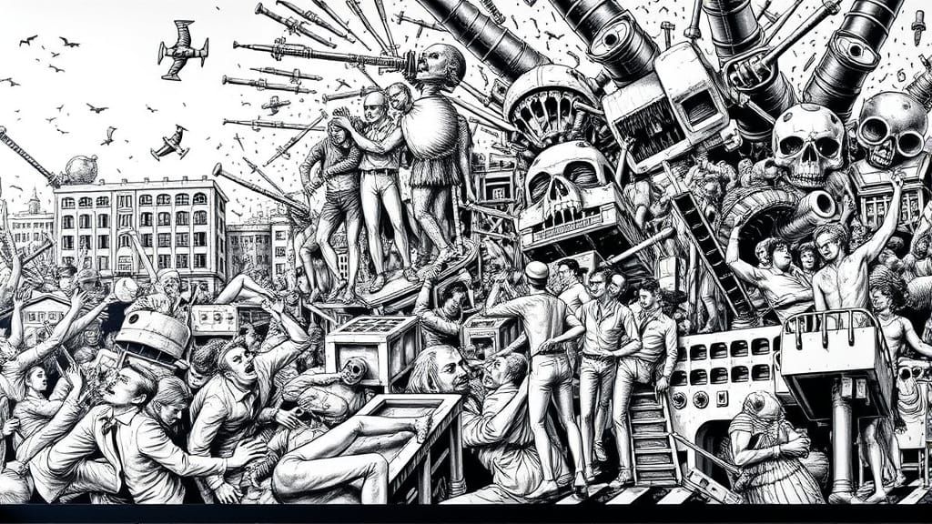 Intricate Mural Reimagines a Chaotic Scene with Bold Strokes