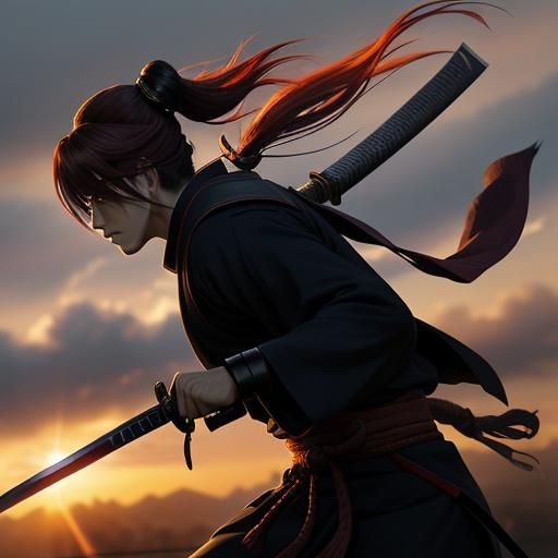 Samurai Anime Action Scene in Feudal Japan