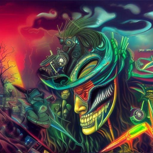 Glam Metal Album Cover in Dave McKean Style