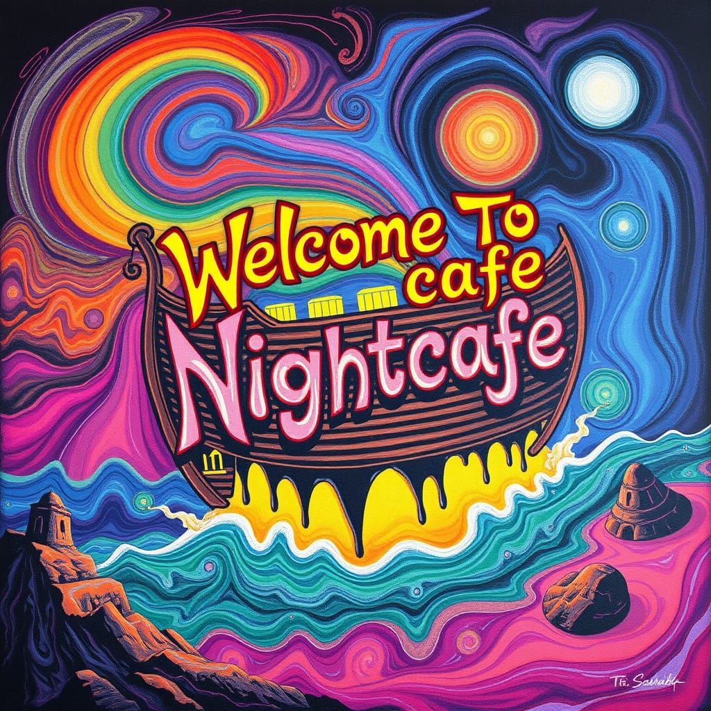 Surrealist Ark in Swirling Psychedelic Artwork