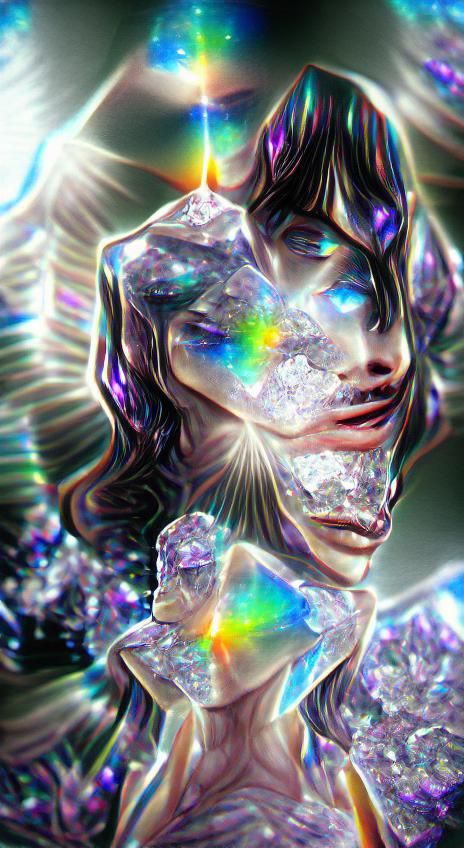 Holographic Astral Woman in Cosmic Mixed Media