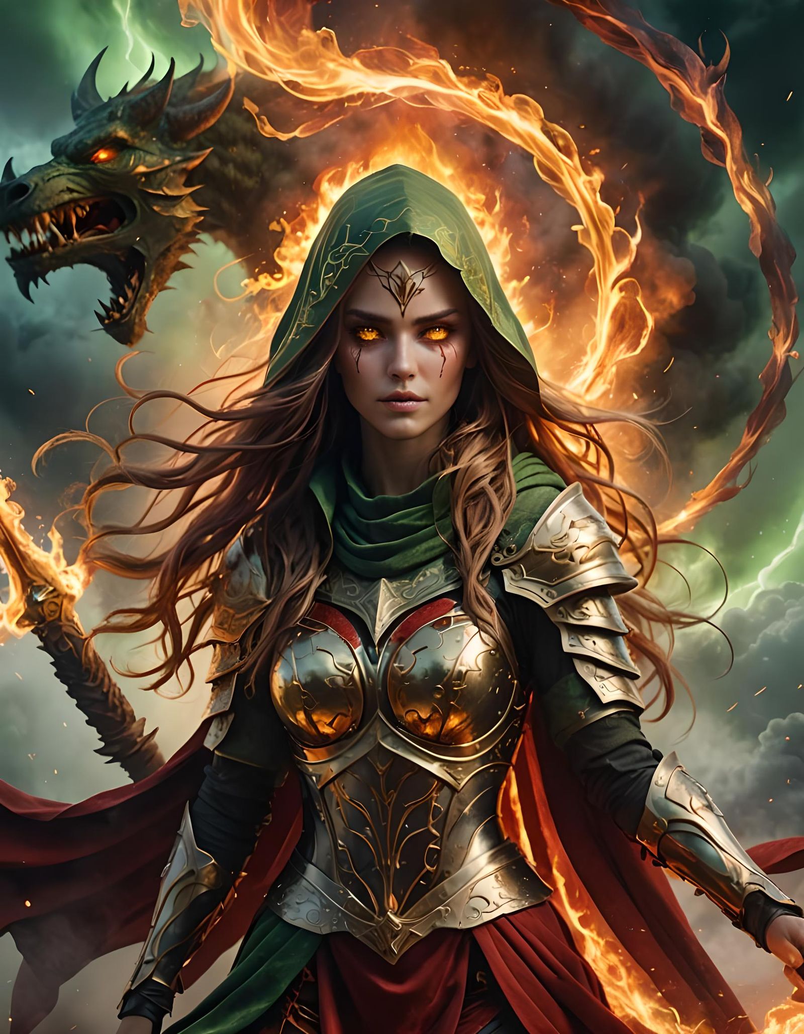 Demonic Warrior in Hyperrealistic Fantasy Armor