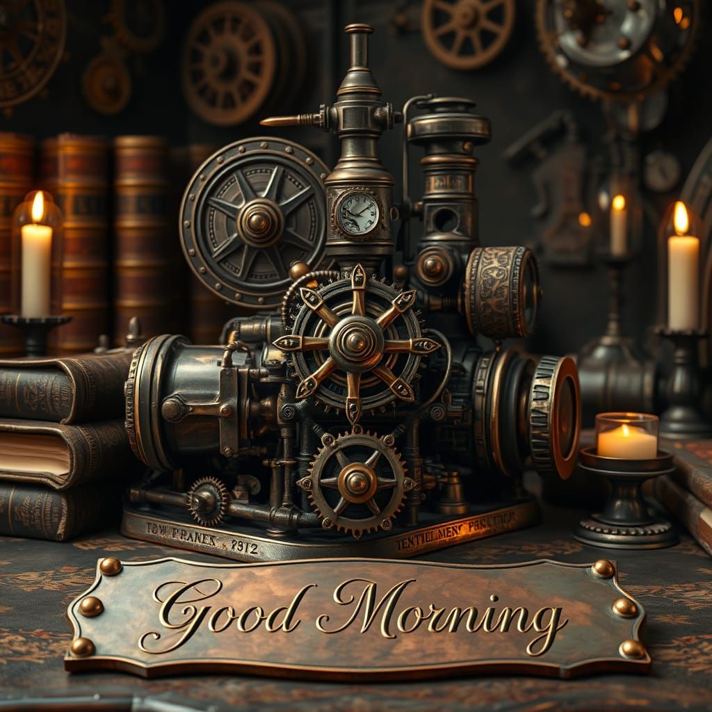Steampunk Morning Scene in Elegant Victorian Style